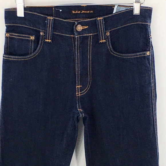 Nudie Jeans Mens Blue Slim Jim Dry Organic Ecru Embo Denim Made in Italy 30 x 33 - Picture 4 of 15
